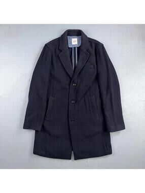 Gap Trench Coat Mens S Navy Wool Blend Overcoat Lanificio Nello Fabrics Italy